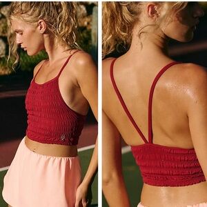 Free People Movement Femme Ruched Tank in Wine Color Size XL NWOT